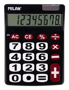 Calculator Milan Desktop Basic 8-digit battery/solar black