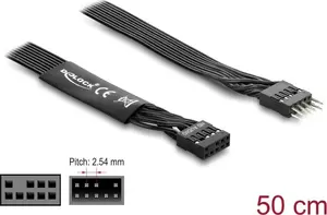 Parallel cable DELOCK 86055, 1 x 9-pin to 1 x 9-pin, Black, 0.5 m