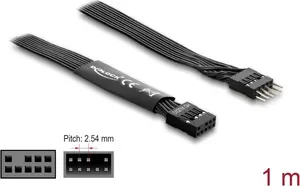 Parallel cable DELOCK 86059, 1 m, 9-pin (DB9) to 9-pin (DB9), black