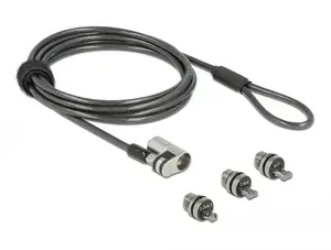 Cable lock DELOCK 20676 for laptops, round key, 2 m length, 4.4 mm diameter, black/silver