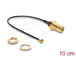 Коаксиальный кабель DELOCK 67413, SMA — I-PEX MHF1, 1.13 мм, 0.1 м, чёрный