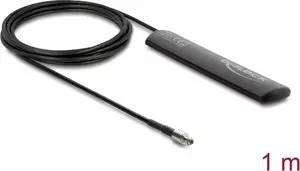 Наружная LTE-антенна DELOCK 90711 с TS9 штекером 1,5 дБи всенаправленная жёсткая с кабелем RG-174 1 м для приклеивания на улицу, чёрная