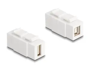 Модуль Keystone DELOCK USB 2.0 Type-A (гн.) — Type-B (гн.), плоский, белый, 16.8×40×22.1 мм