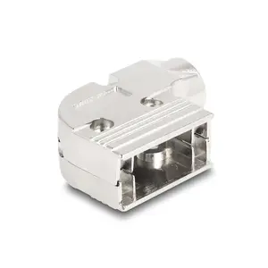DELOCK D-Sub housing 9‑pin angled 90° cable boot, silver plastic, 33×47×16 mm