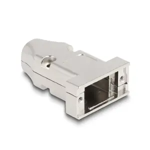 Kabelu apvalks DELOCK D‑Sub priekš 9 kontaktu vīrieša/sievieša ar stresa atbalstu, sudraba, plastmasa, 31.6×46.2×15.6 mm