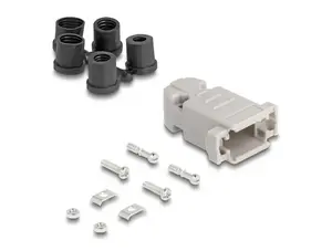 DELOCK D-Sub housing 9‑pin with rubber seals, plastic, black/grey, 41.6×31.6×19.8 mm