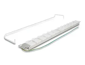 Patch panel 19" DELOCK 24 porti keystone, nolokāmi porti, stiepļu fiksācija, 1U metālisks