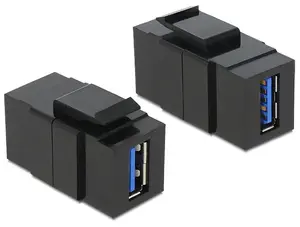 Keystone module Sonstige DeLOCK 86369 — USB 3.0 A to USB 3.0 A, black, 35.2×17.1×22.3 mm