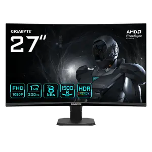 27" izliekts FHD spēļu monitors GIGABYTE GS27FCA — 1920×1080, 200 Hz, 1 ms, 250 cd/m², FreeSync Premium