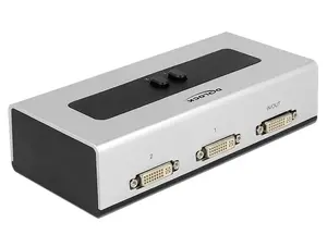 Video switch DeLOCK 87664 DVI, plastic housing, black/grey, max res 1920x1200, 183×88×46 mm