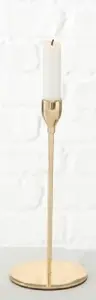 Boltze floor candle holder MALTE on stem H33cm Ø10cm, metal, gold finish