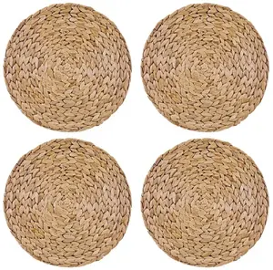 Набор подставок Natural Elements Water Hyacinth 4 шт, круглые из ротанга 30 см, термостойкость до 30°C