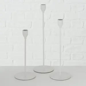 Candle Holder Boltze MALTE 28 cm, metal (iron), white, freestanding, round