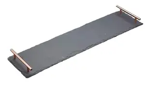 Servēšanas šķīvis ARTESA šīfera 60.1×15×3.5 cm ar metāla rokturiem