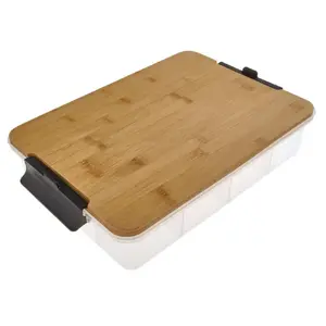 Food Storage Snack Box FARBERWARE UZKODU 30×40.5 cm with Bamboo Lid/Cutting Board, 11 Compartments, Plastic