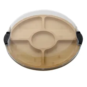 Serving Platter FARBERWARE 35.5 cm with Compartments, Bamboo Wood, PVC Lid