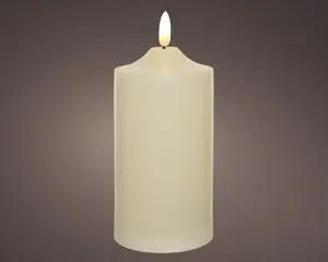 LED candle Lumineo (Kaemingk) church-style 17 cm x 7.5 cm, beige, 2×AA, up to 200 h, plastic