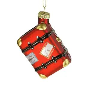 Christmas tree ornament suitcase 7×11 cm, red glass, WERNER VOSS
