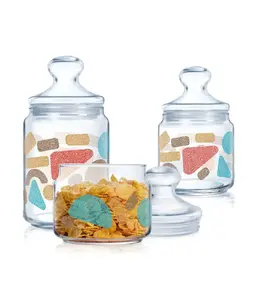 Arcoroc GEOMATRIX CLUB BURKA 1L glass storage jar with lid, 1 L capacity