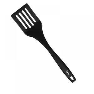 Spatula with Slots 32.5 cm, Lurch — Black Silicone, Nylon Core, Heat‑resistant -40°C to 240°C