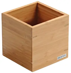 Подставка для кухонных принадлежностей KESPER DE7658190, бамбук 13×13×13 см, FSC, с резиновыми ножками и пластиковой вставкой