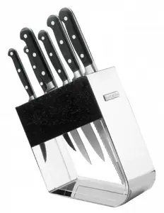 Kitchen Knife Set Tramontina Century 7-piece with metal block, stainless steel blades, polycarbonate handles