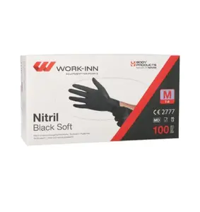 Disposable Nitrile Gloves Papstar WORK-INN, Size M, Powder-free, Black, Pack of 100