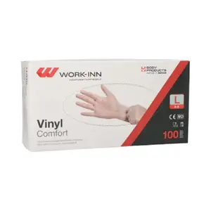 Disposable vinyl gloves Papstar WORK-INN/PS, size L, powder-free, 100 pcs, transparent