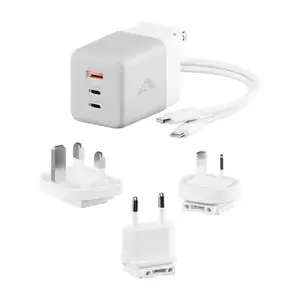 ALOGIC mobile device charger WCM3X100G — Indoor AC charger for smartphone and tablet, 2x USB-C, 100–240V, White