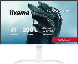 27" iiyama G-MASTER GB2771QSU-W1 monitors, 2560×1440 WQHD, Fast IPS, 2 ms, USB 3.2 hubs, skaļruņi, VESA, augstuma regulēšana (balts)