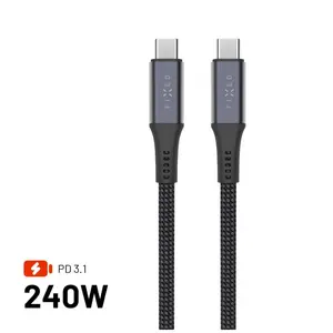 USB-C to USB-C braided cable FIXED 2 m — USB4 gen2 20 Gbps, 4K@60Hz, 240W, grey