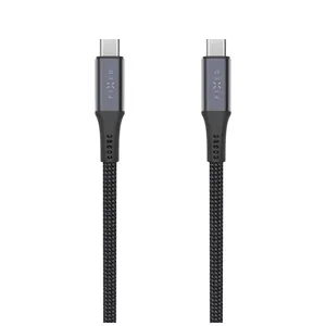 USB‑C uz USB‑C pītā vads FIXED 2 m — USB4 gen2 20 Gbps, 4K@60Hz, 240W, pelēks