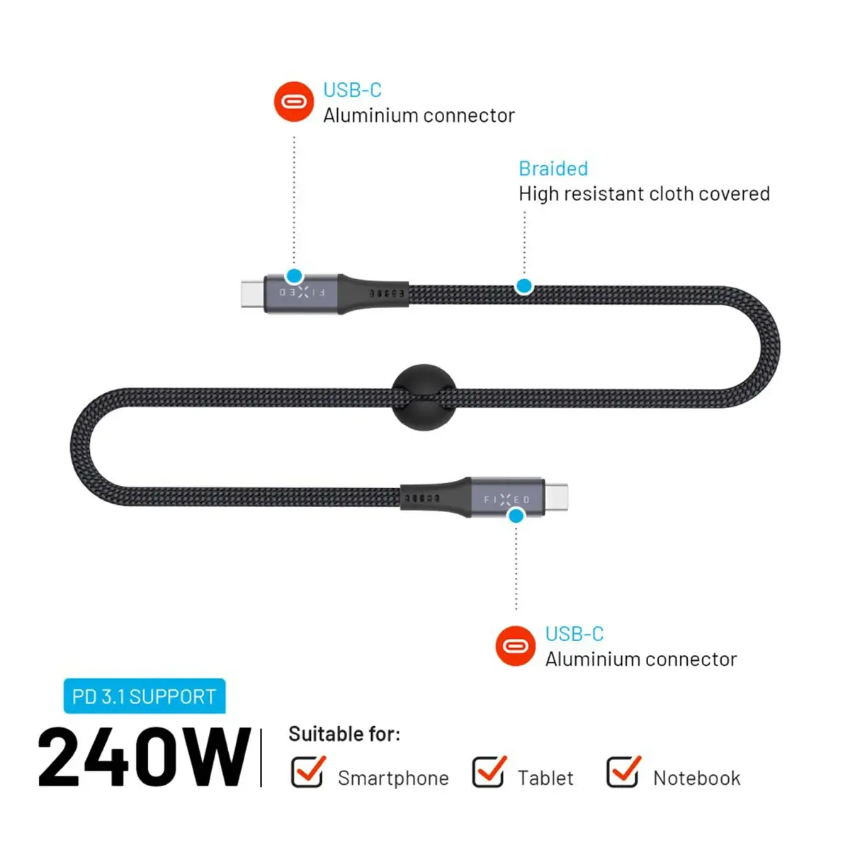 FIXED USB‑C uz USB‑C vads 2 m USB4 gen2 Photo 10