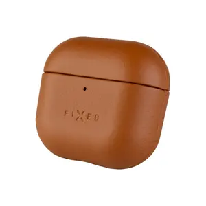 Case FIXED PodsLeather for wireless earbuds, leather and microfibre, brown