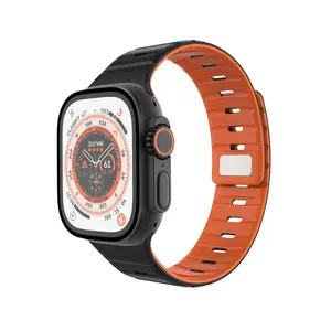 Strap for Smartwatch FIXED Silicone Magnetic Strap Black, Silicone with Stainless Steel Connector