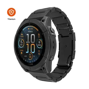 Strap FIXED Titanium Strap Black — compatible with smartwatches, titanium and stainless steel, 26 mm