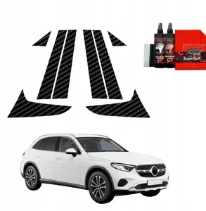 Protective carbon-look pillar film GrizzGlass BodyShield for Mercedes GLC Wagon (2025) 8-in-1