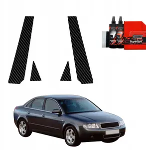 Protective carbon-look pillar film GrizzGlass BodyShield for Audi A4 B6 Sedan (2000–2006) 2-in-1