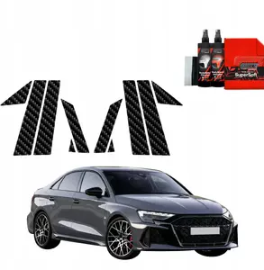 Protective carbon-look pillar film GrizzGlass BodyShield for Audi RS3 (2025) — set 10 pieces