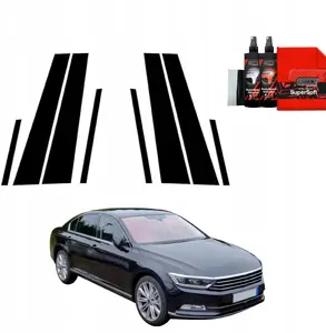 Черная пленка на стойки GrizzGlass BodyShield для Volkswagen Passat B8 Sedan (2014–2022) — комплект для 8 стоек