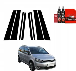 Пленка на стойки GrizzGlass BodyShield для Volkswagen Touran I MPV 5D (2010–2015) — черная, комплект защиты стоек [8 в 1]