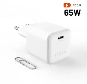 Зарядное устройство FIXED GaNFIXEDMiniz USB-C PD 65 Вт белое — сетевое портативное