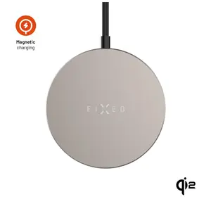 Беспроводное зарядное устройство FIXED MagPad Slim Qi2 с поддержкой MagSafe, питание USB, титан, кабель 1.5 м