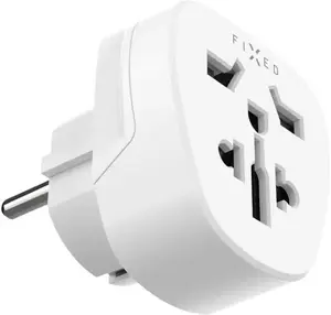 Travel power adapter FIXED Adapter 2 — connects UK/US/AUS charger plugs to EU sockets, white