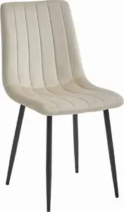 Chair LEOBERT LAVA – set of 4, beige velvet upholstery