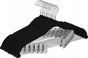 Cloth Hangers with Clips LEOBERT CRF12B — black, set of 12