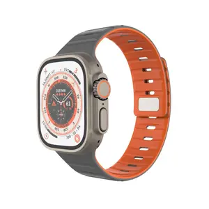 Ремешок для умных часов FIXED Silicone Magnetic Strap светло-серый — силикон, нержавеющая сталь
