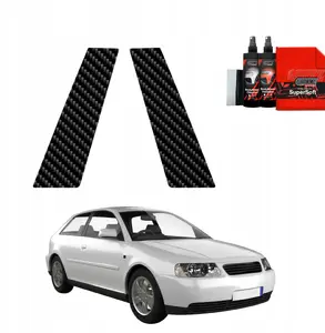 Protective carbon-look pillar film GrizzGlass BodyShield for Audi A3 8L Hatchback 3D (1996–2003) set [2-in-1]