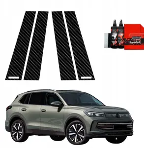 Protective carbon-look pillar film GrizzGlass BodyShield for Volkswagen Tiguan 3 (2024–2025) set 4-in-1