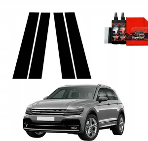 Чёрная плёнка на стойки GrizzGlass BodyShield для Volkswagen Tiguan 2 (2016–2020), 4 в 1